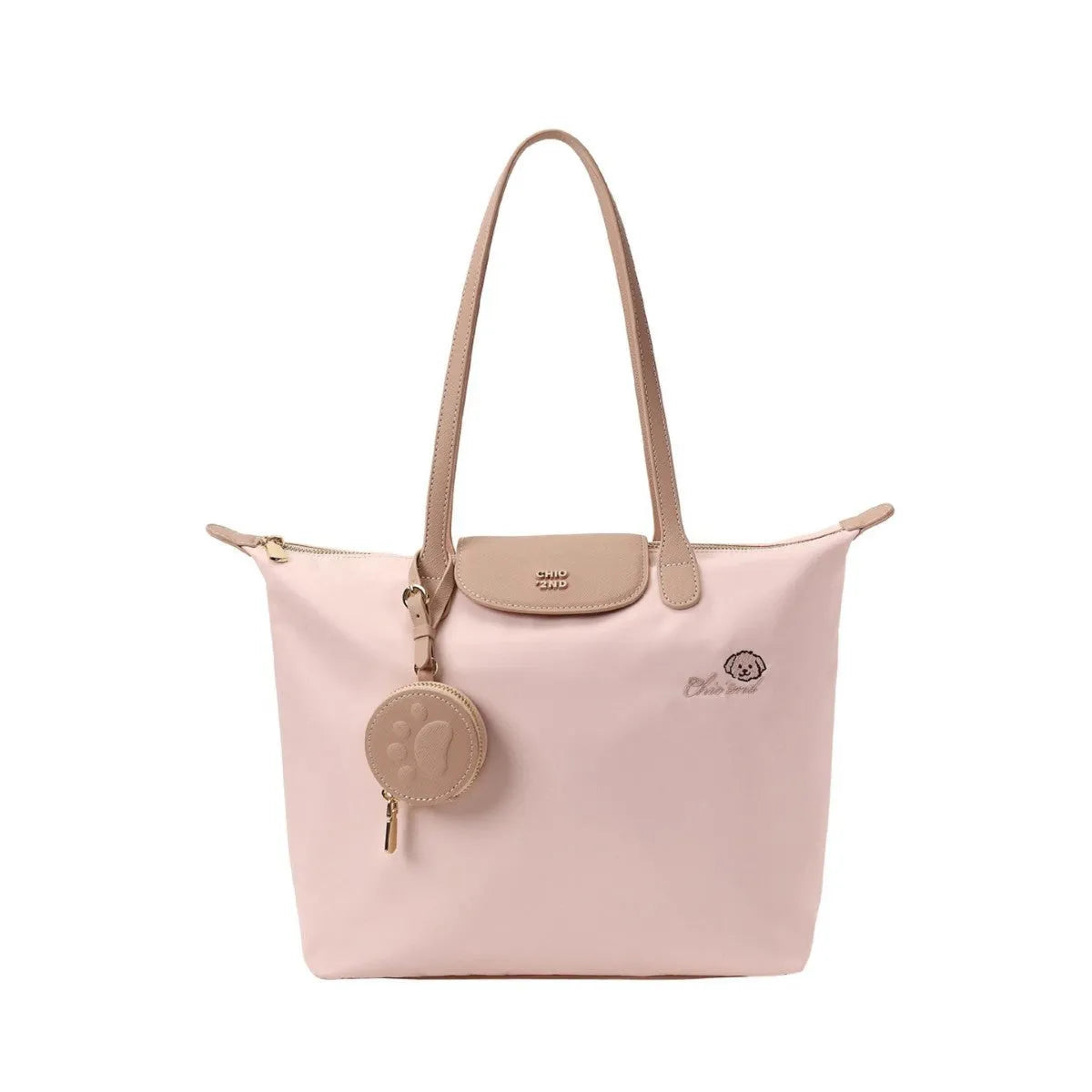 Large capacity Oxford cloth tote bag with sandwich pocket design and mobile phone compartment in pink colour