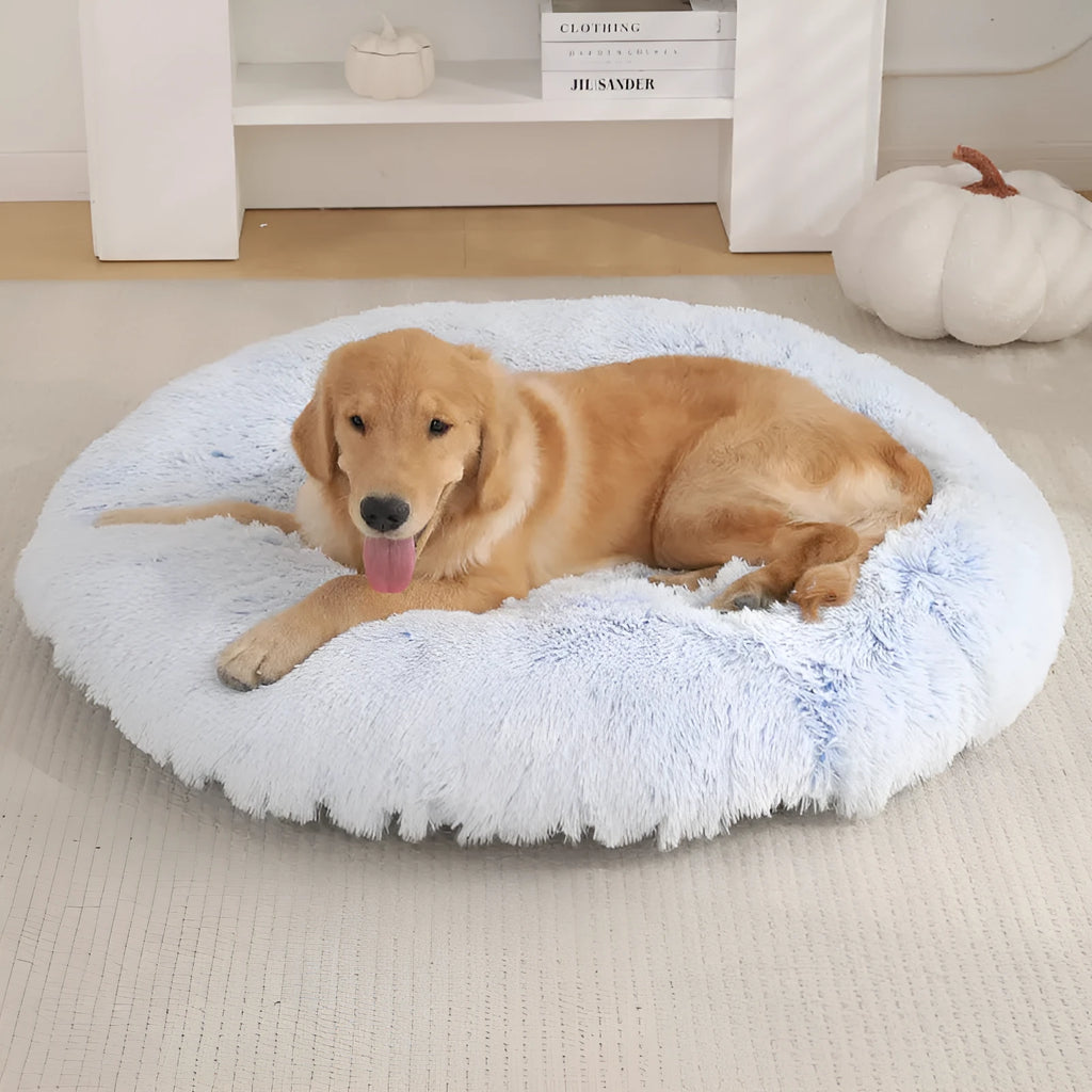 Round plush pet mat dog bed in multiple colours and sizes from 40cm to 120cm for dogs