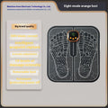 Blue rechargeable reflexology foot massager mat with USB charging cable and remote control