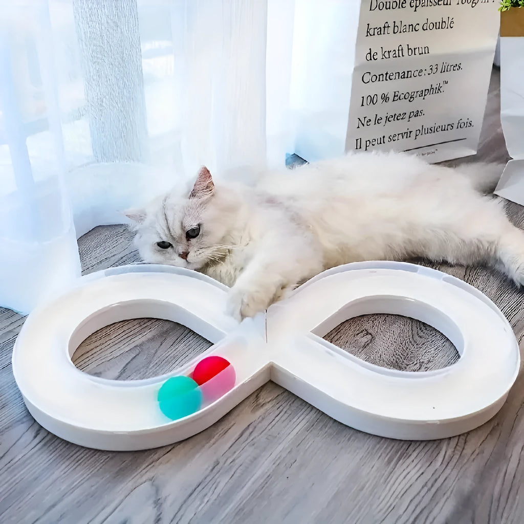 Cat toys collection showing self-hi turntable track ball and teasing cat stick for feline entertainment