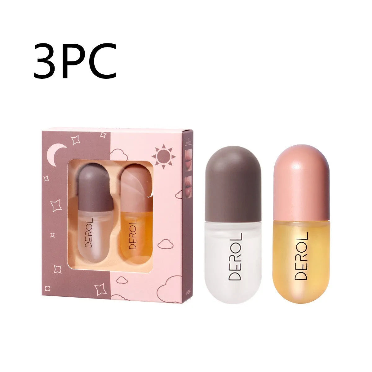 Clear lip plumper oil 5.5ml in light yellow formula with applicator wand for chapped dry lip care