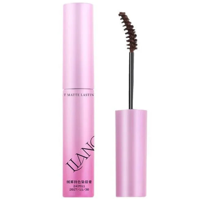 Velvet fog eyebrow cream in packaging showing four natural colour shades including grey, brown and black variations