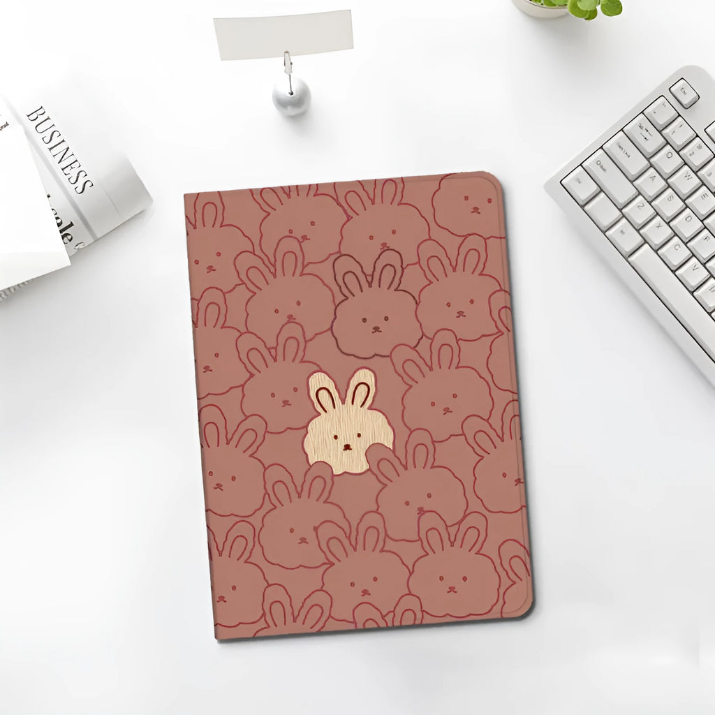 Cartoon cute rabbit silicone iPad case book airbag transparent frame for iPad Pro 11 inch in pink with rabbit print