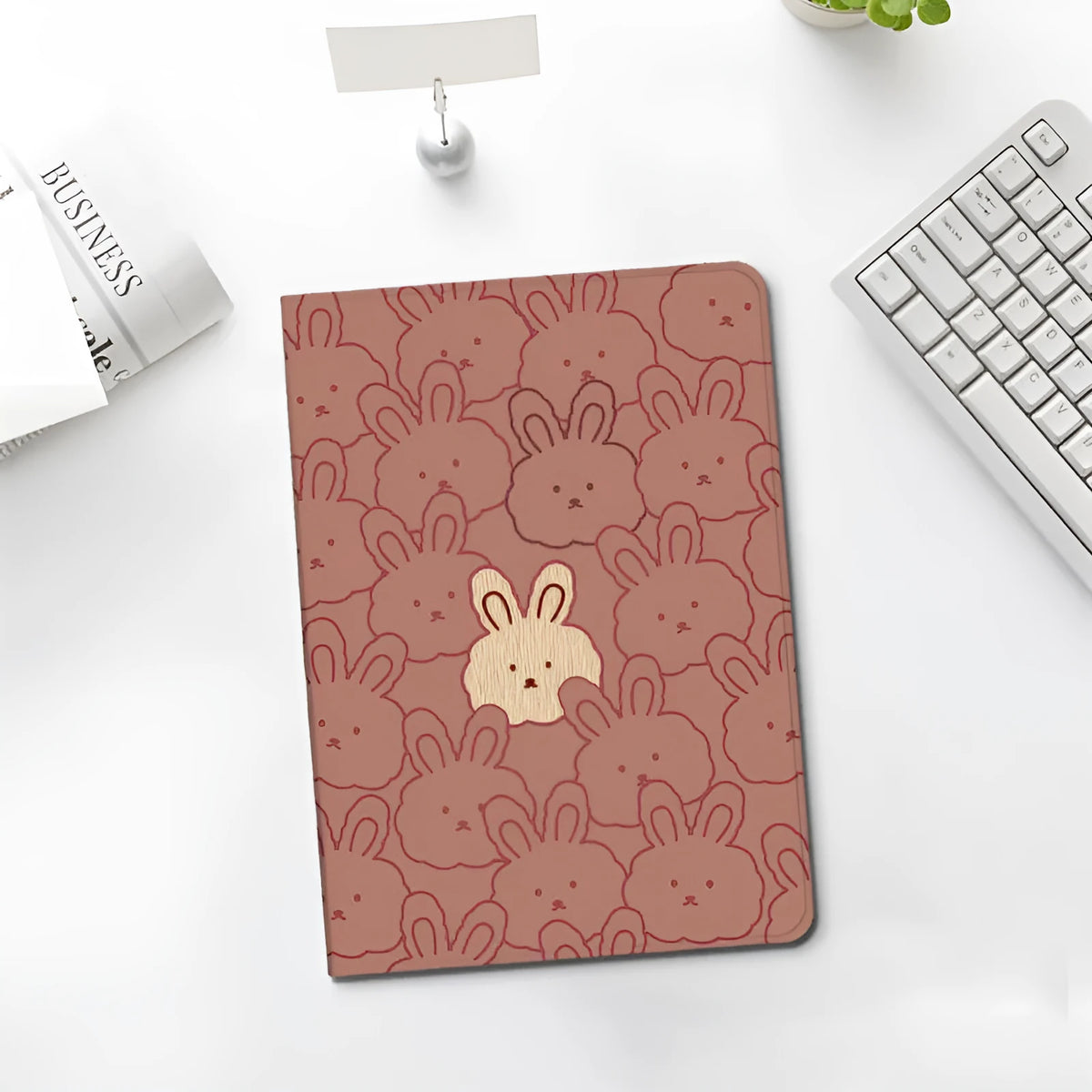 Cartoon cute rabbit silicone iPad case book airbag transparent frame for iPad Pro 11 inch in pink with rabbit print