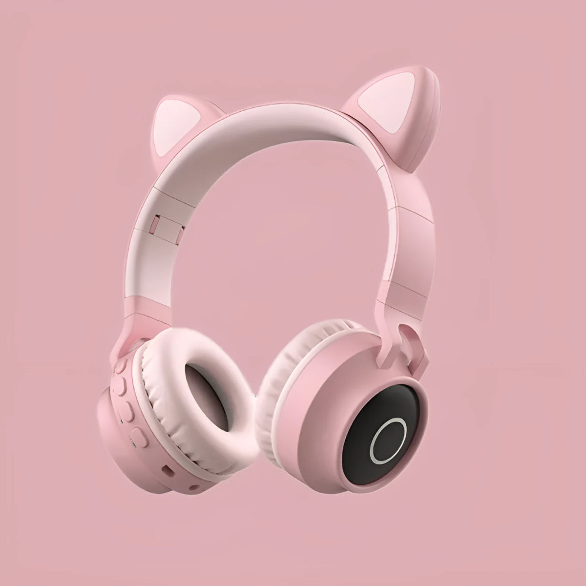 LED cat ear headphones in pink with rainbow lights, Bluetooth 5.0, foldable design