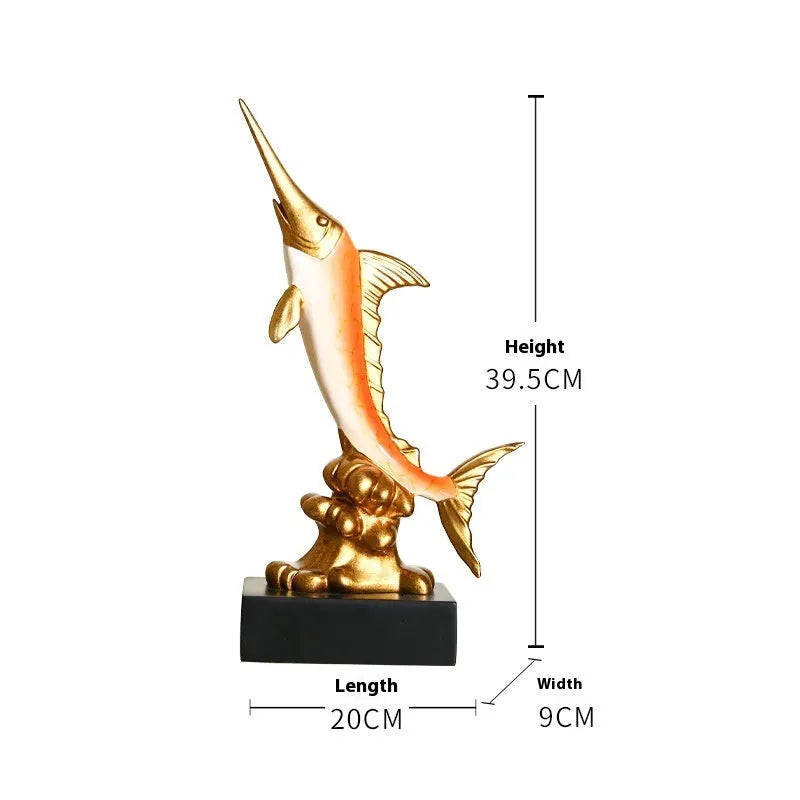 European style swordfish decorative craft ornament in plastic and resin materials