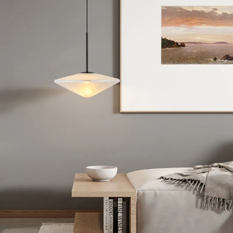 Nordic post-modern light luxury UFO glass chandelier in 35cm size with clear glass shade for ceiling installation