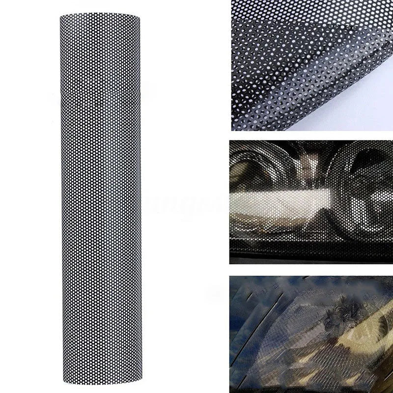 Perforated automotive colour change vinyl film sheet measuring 30cm by 106cm.