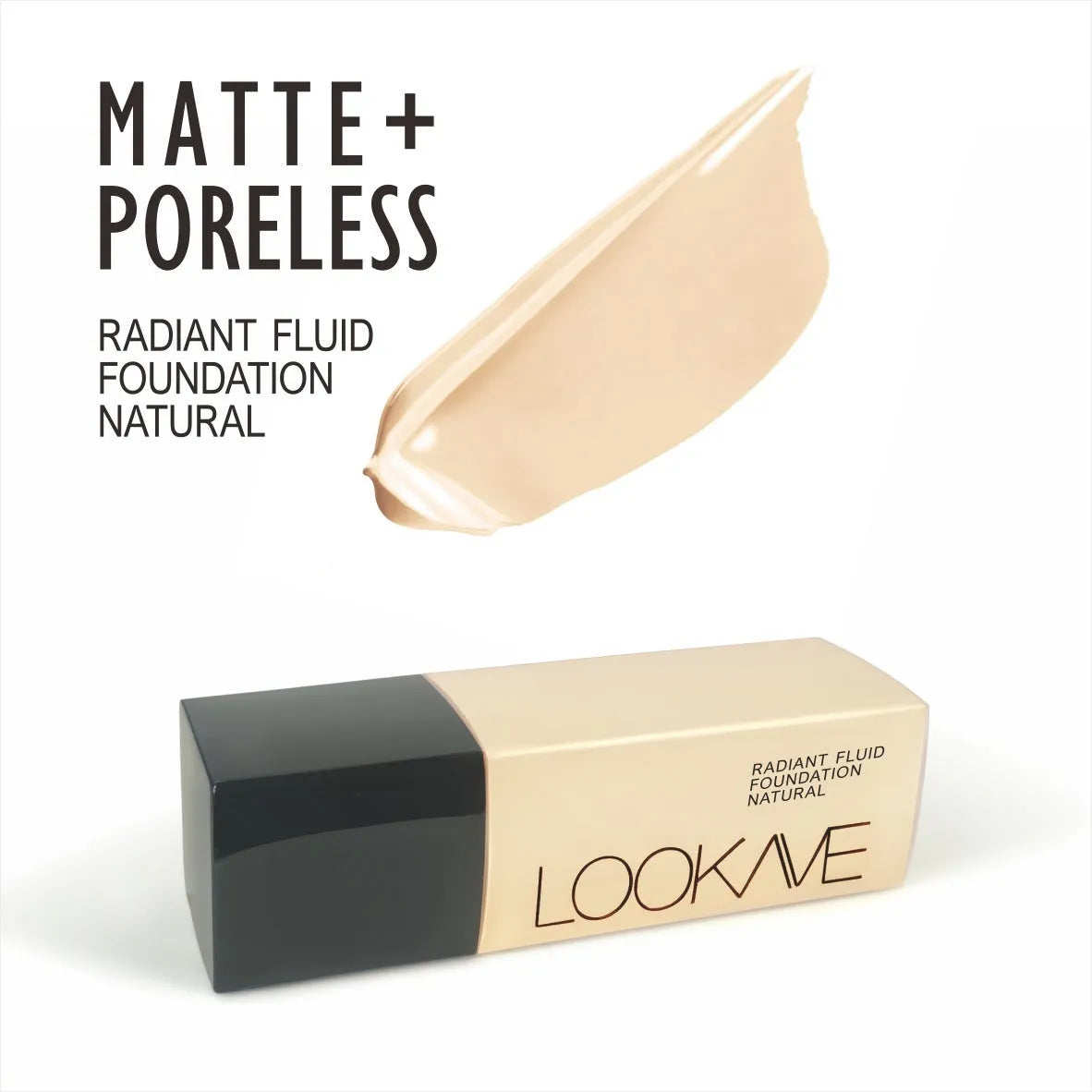 LOOKAVE matte liquid foundation bottle in 21c size with shade options LK63C-01 to LK63C-06