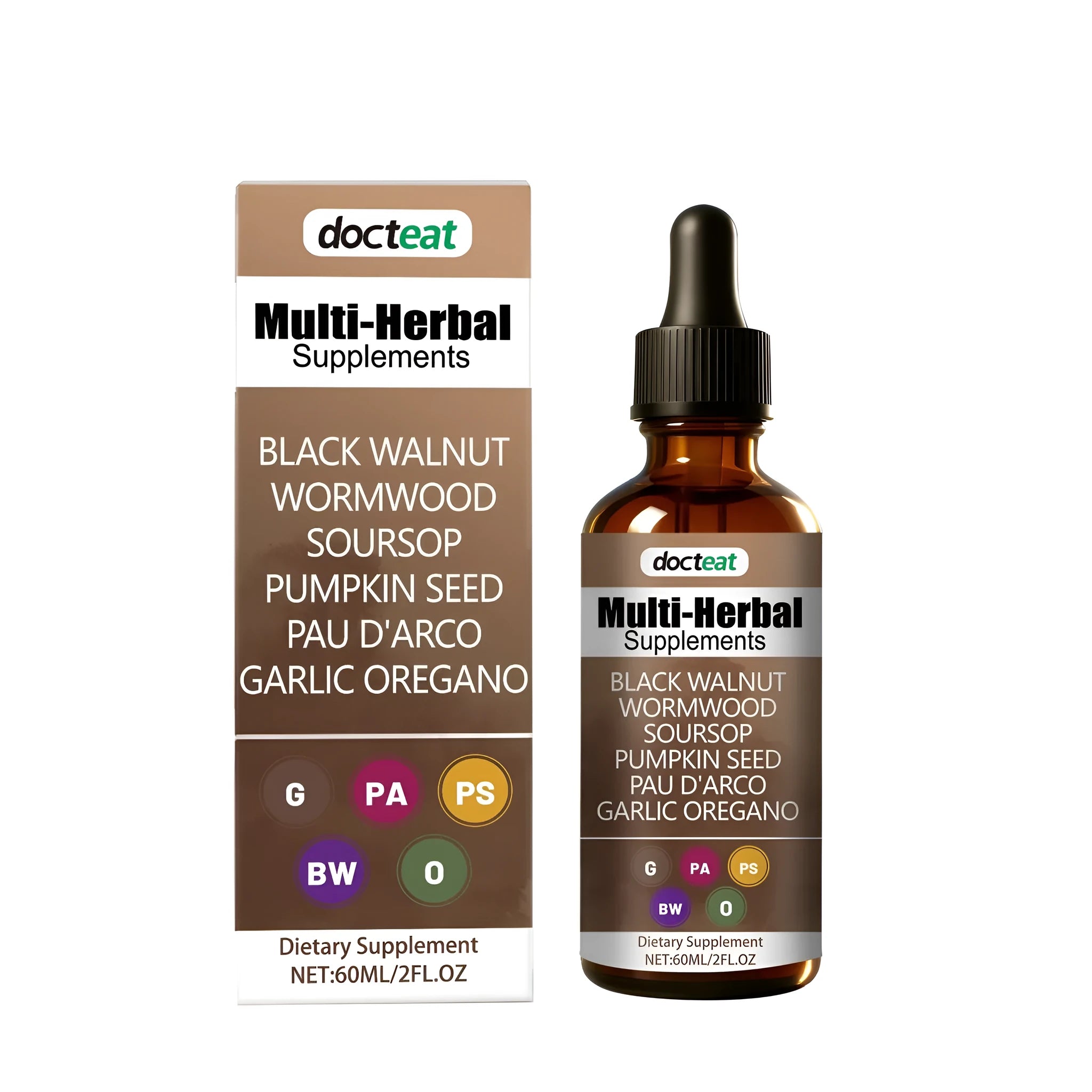 Black Walnut Intestinal Cleaning Drops 60ml bottle with herbal extract ingredients listed