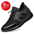 Men's black casual shoes with a chunky rubber sole and round toe, available in leather or mesh.