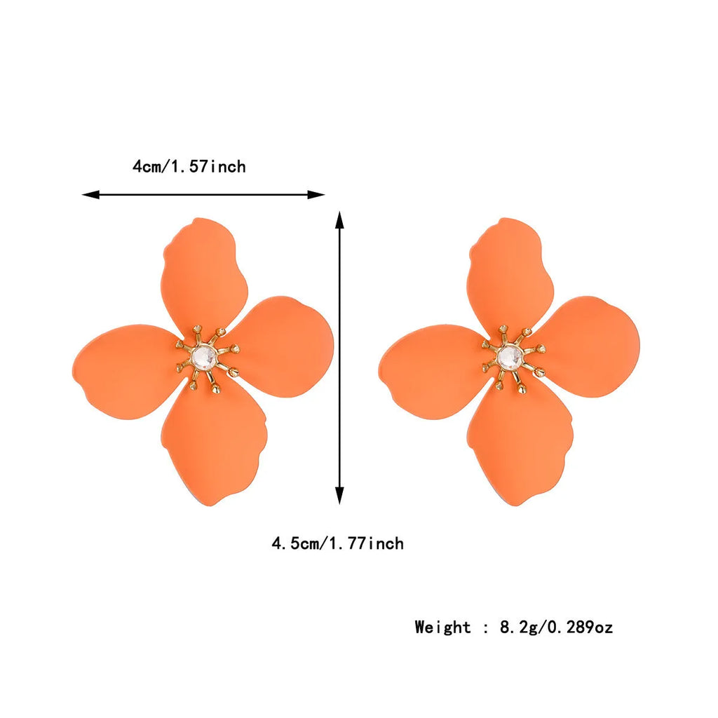 Colourful flower stud earrings made from alloy for women, supplied as one pair in three colour options.