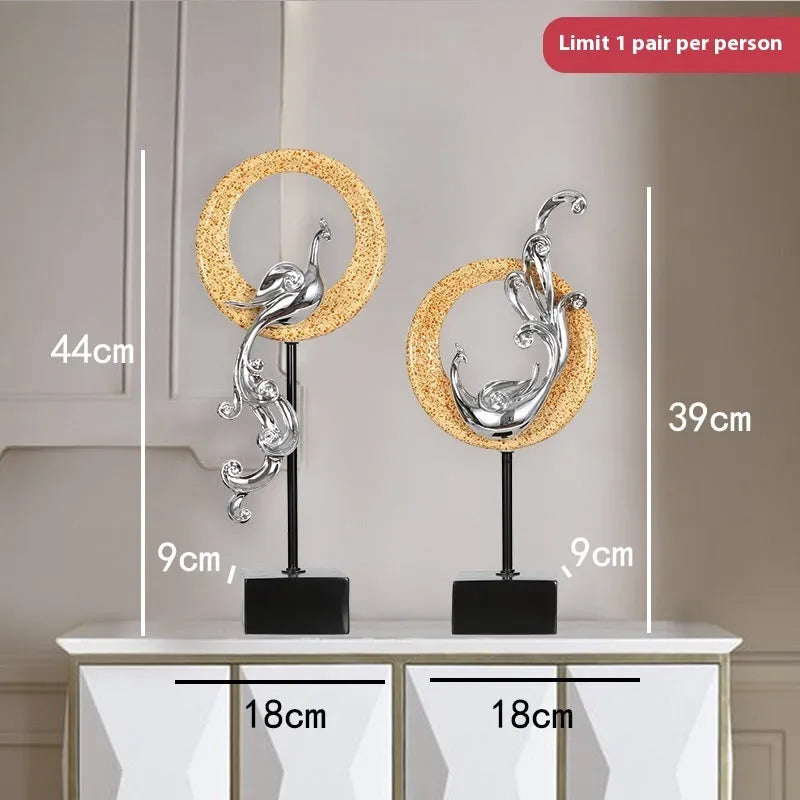 European-style resin phoenix ornament in rose gold, elegant silver, or festive red colour