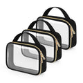 Transparent PVC cosmetics wash bag with chain handle in multiple colour options.
