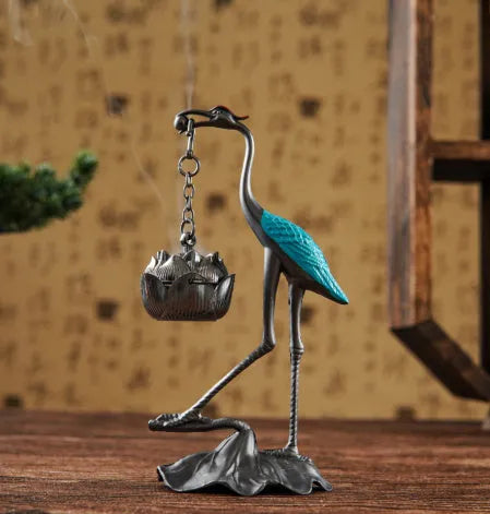 New Chinese style copper alloy gourd fan dragon and phoenix stove pipa incense coil burner in Painted Blue