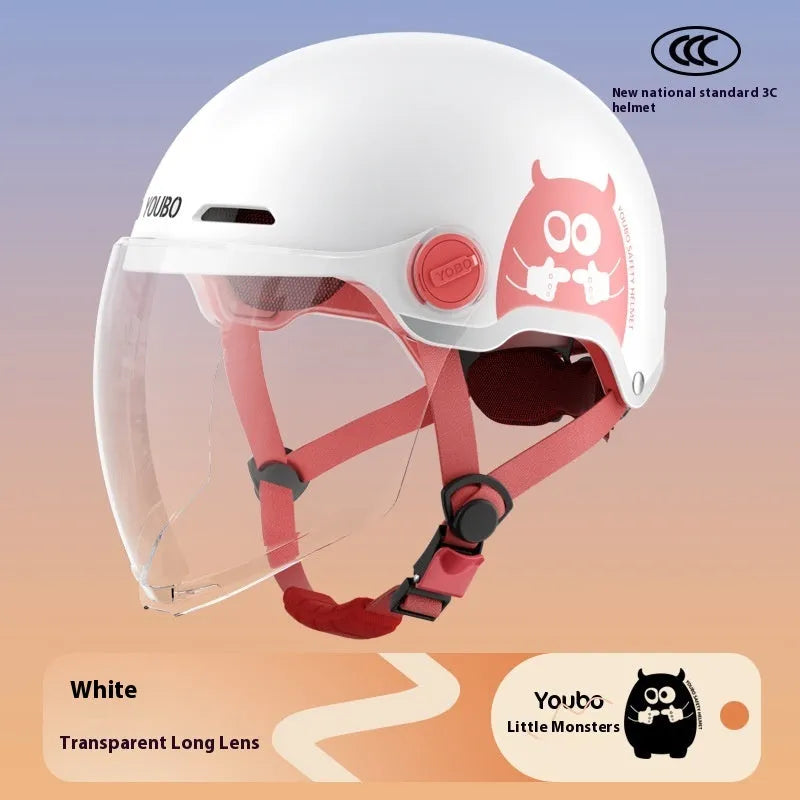 White ABS electric motorcycle helmet with sun protection short mirror for commuting