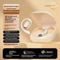 Ear-mounted headphones with digital display screen in black, skin colour, or white options