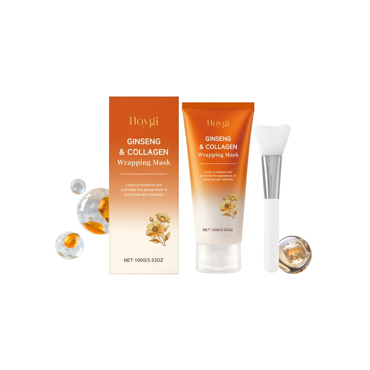 Collagen tear mask 100g peel-off facial treatment with mask brush and ginseng and coffee extracts