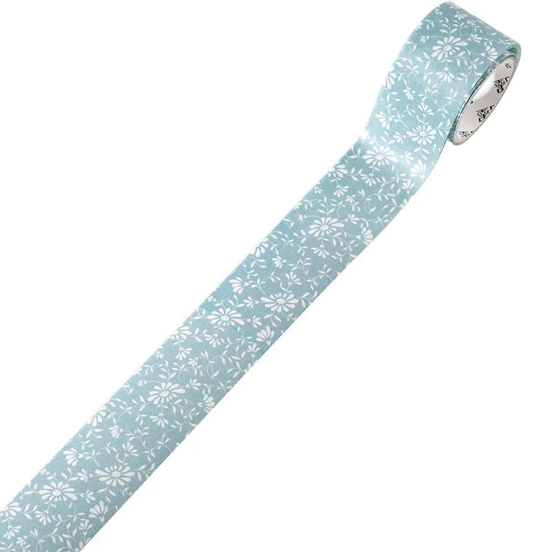 Japanese washi paper decorative adhesive tape roll with vintage floral watercolour design, showing 2 metre length and width options
