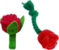 Plush rose flower dog chew toy with squeaker for small and large dogs