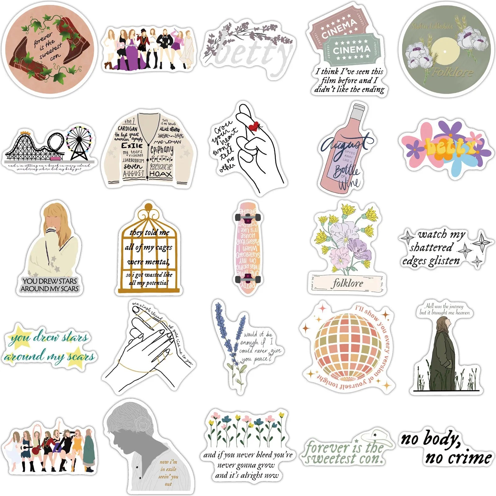 50 sheets of waterproof graffiti cartoon stickers measuring 4-6cm for luggage and notebooks