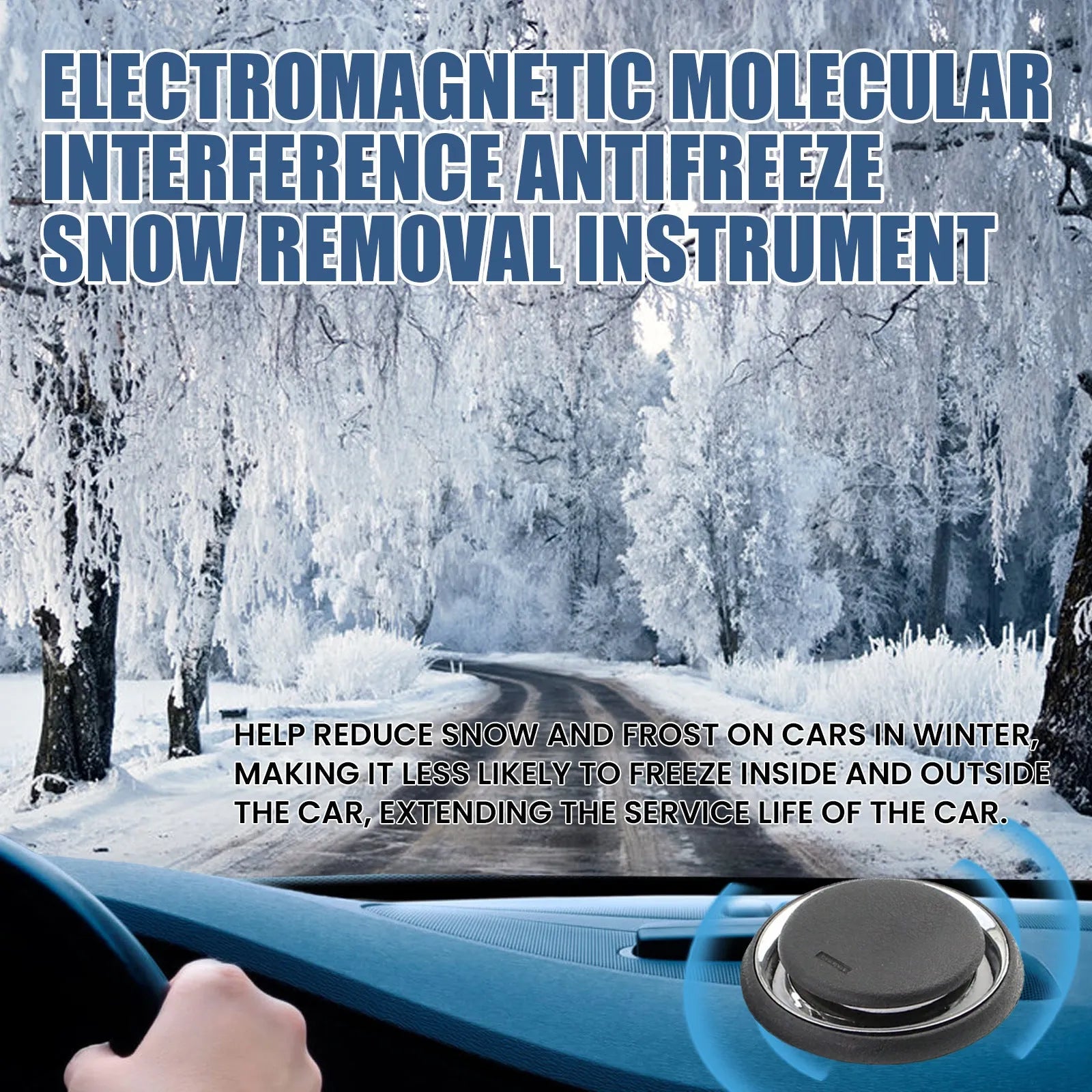 Black portable car deicing instrument measuring 7.4cm with lid for snow removal