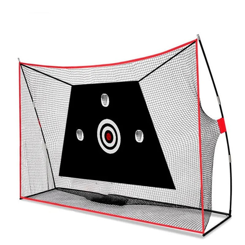 Golf swing wedge training net with straw practice mat and practice balls