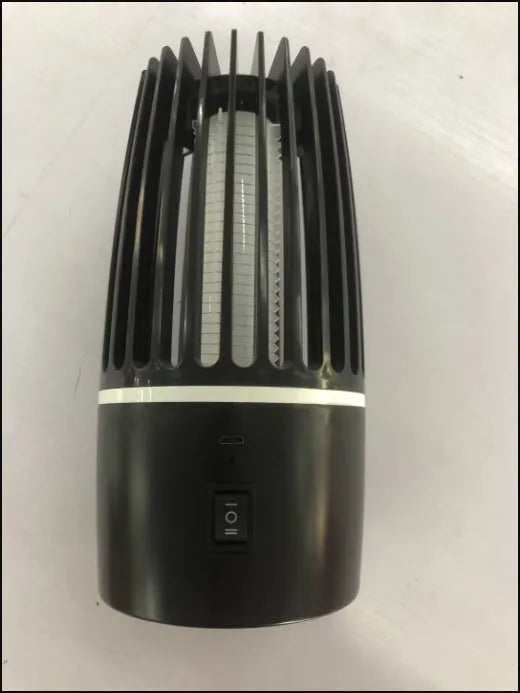 USB rechargeable mosquito killer lamp 2-in-1 with UV LED light and safety cage on white background
