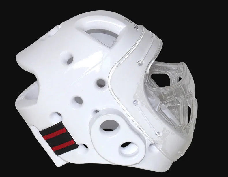 Karate helmet in three colours - white, blue and red - for boxing head protection equipment