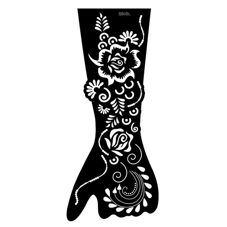 Geometric hollow template tattoo stickers showing intricate paper carving designs for stencilling