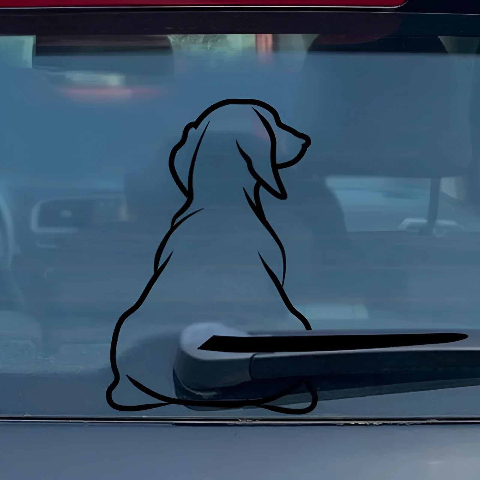 Cartoon dog rear windscreen wiper car sticker set in black and white colour options