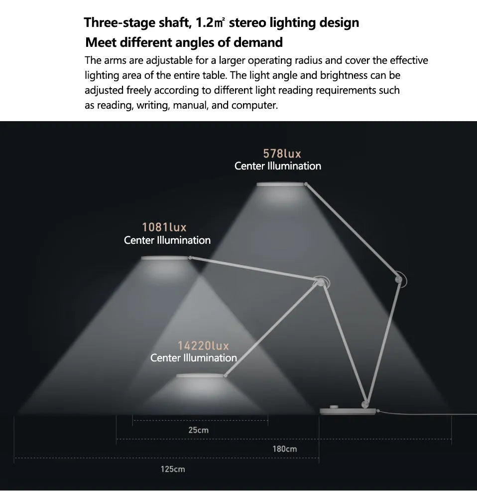 ProLED folding desk lamp with adjustable smart controls on a wooden desk.