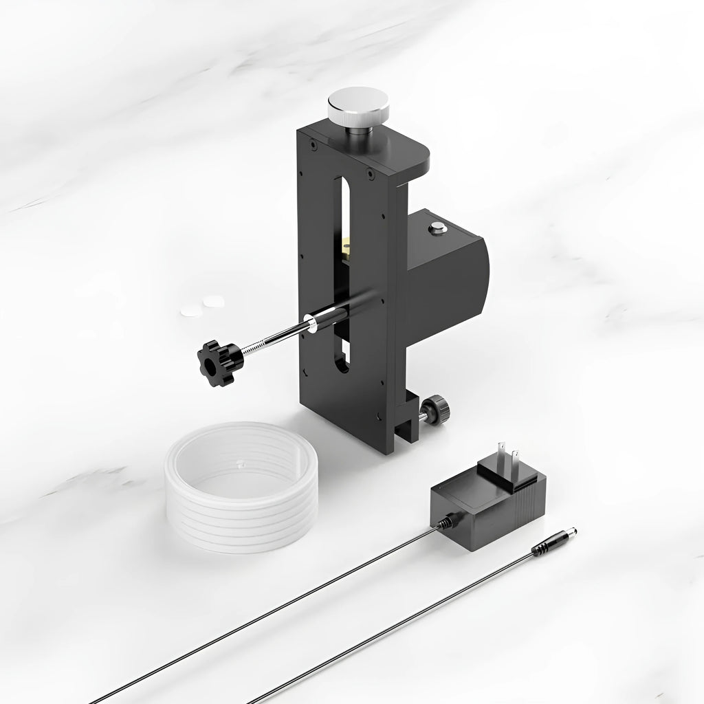 Mini ultrasonic cleaning machine with single-slot holder for vinyl records and PCBs.