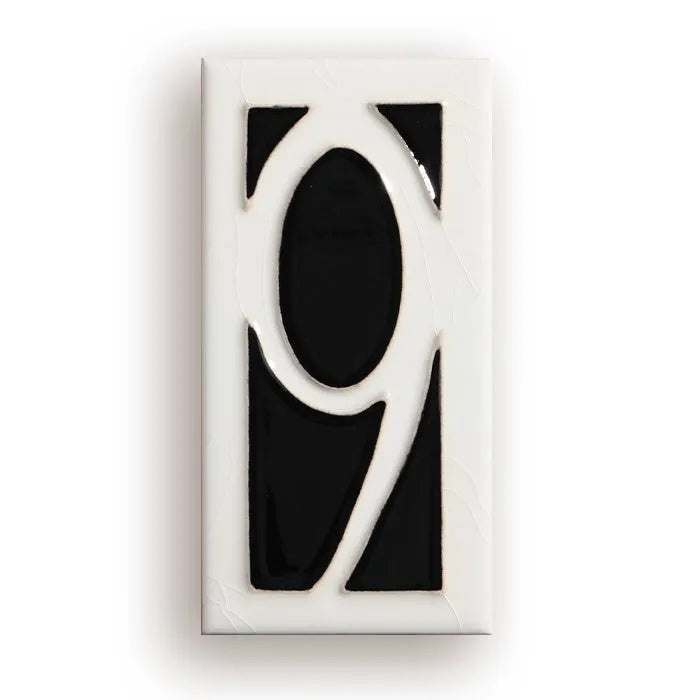 Handmade enamel art ceramic retro doorplate showing number 1 design, 76mm by 152mm