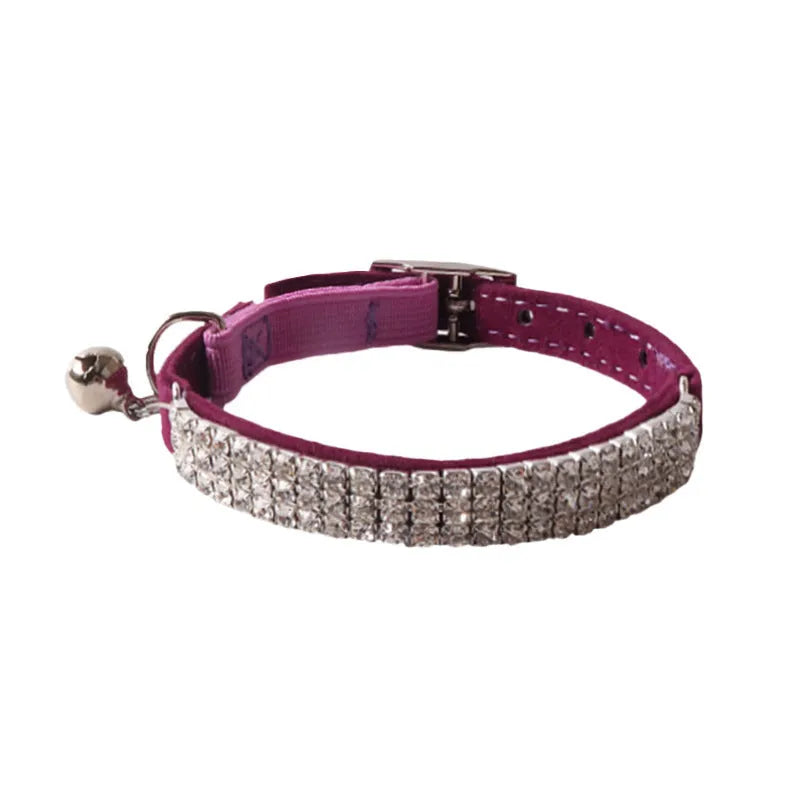 Cat collar with elastic buckle in six colour options showing flocking material texture