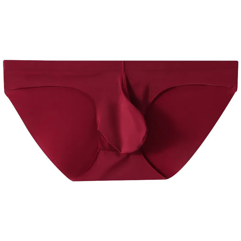 Men's ice silk seamless briefs with bullet separation pouch in multiple colours