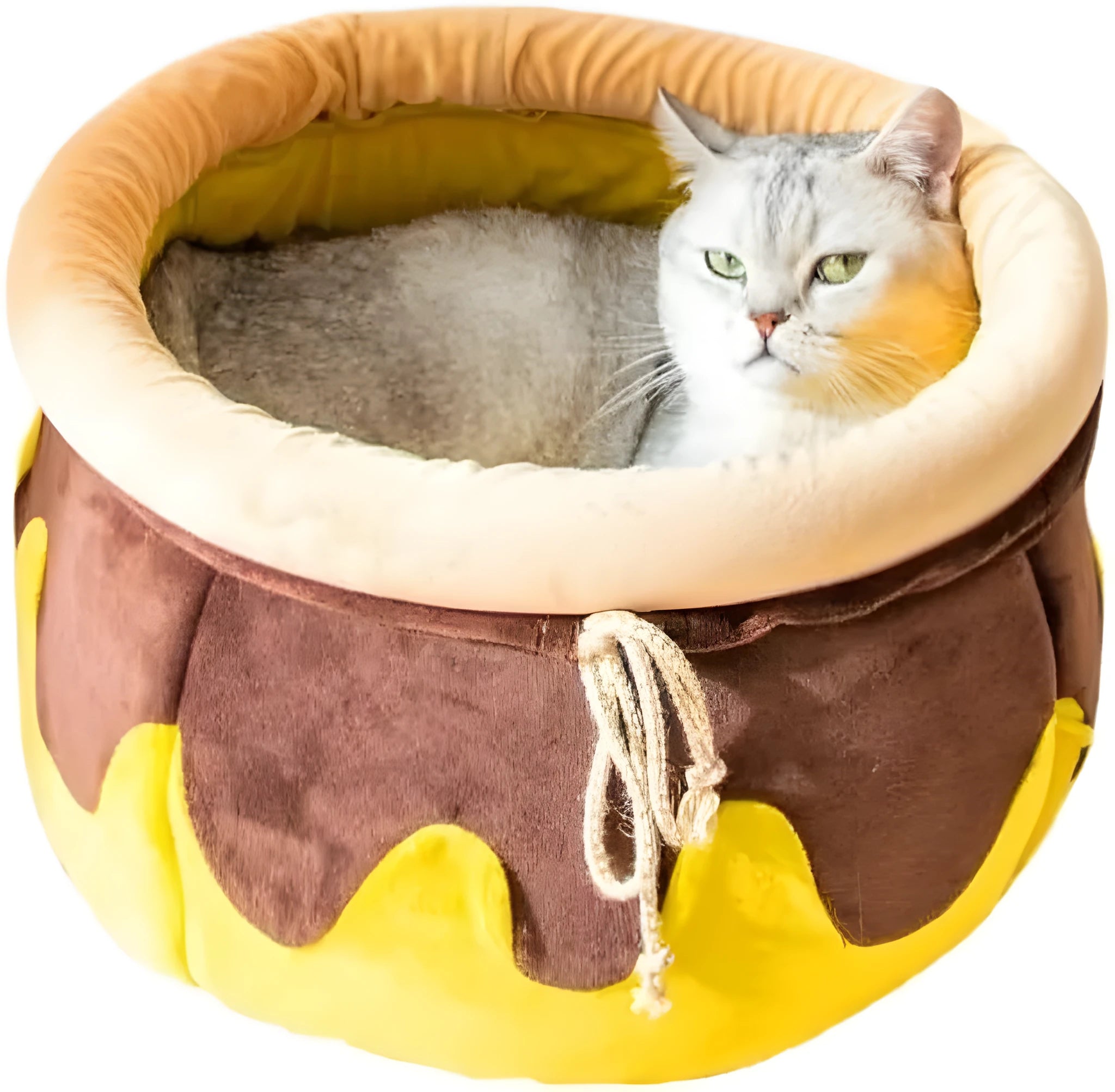 Honey pot shaped cat sofa bed with magic wand design in pink or yellow colour