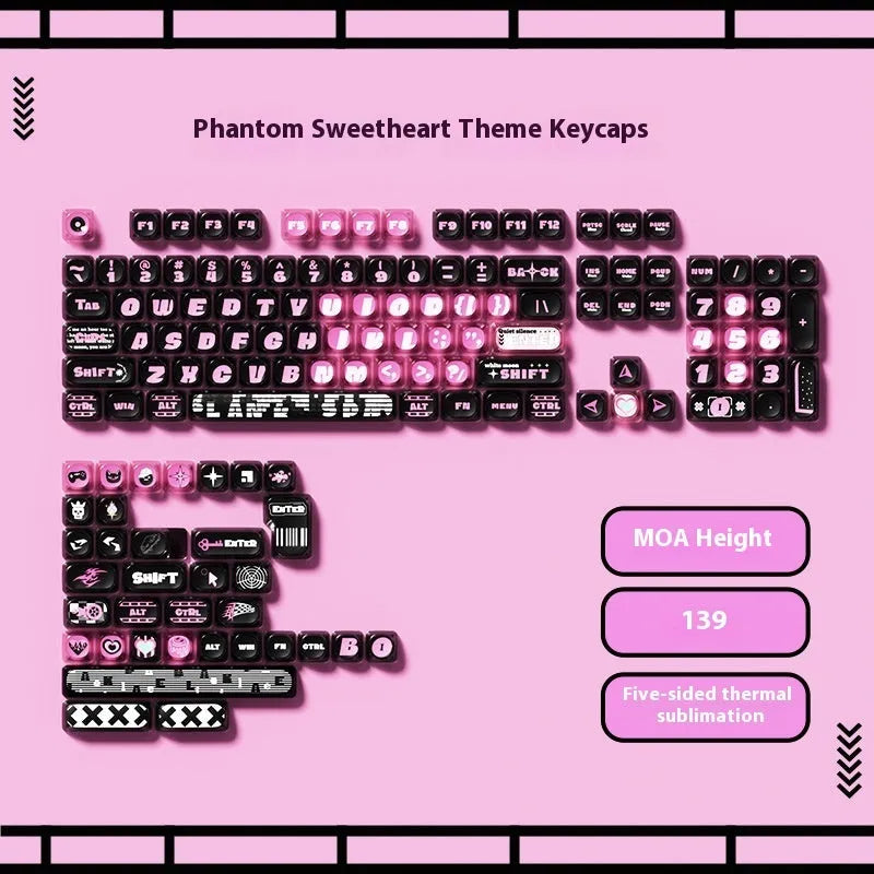 Sublimation printed cartoon pig party theme mechanical keyboard keycap set with 138-142 keys