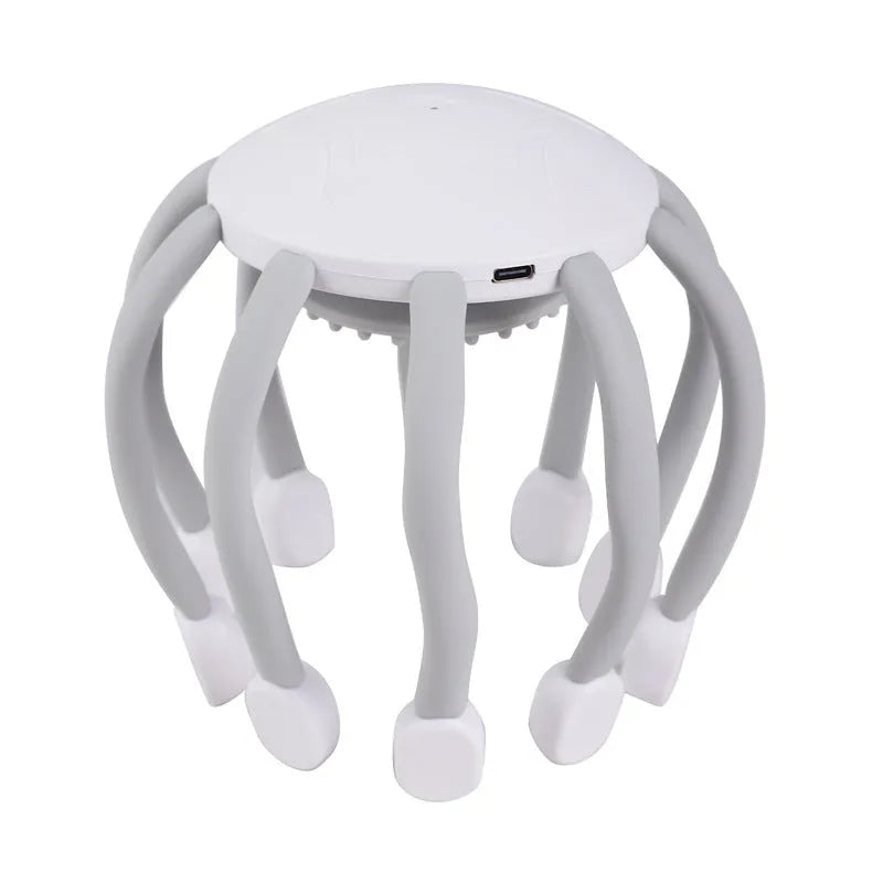 Black electric head massager with multiple claws for scalp vibration and USB charging cable