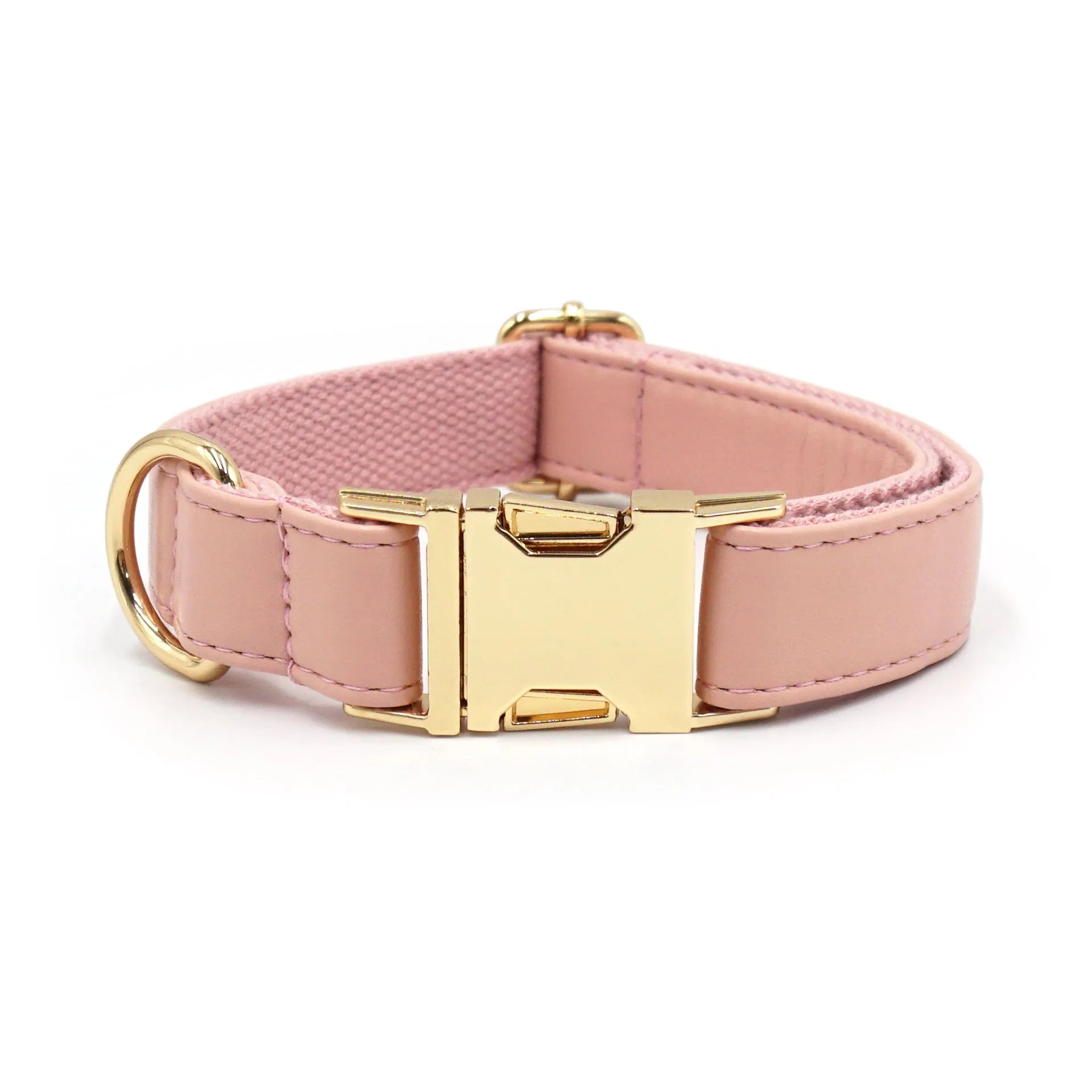 Simple colour block leather dog collar shown in caramel colour on a white background.