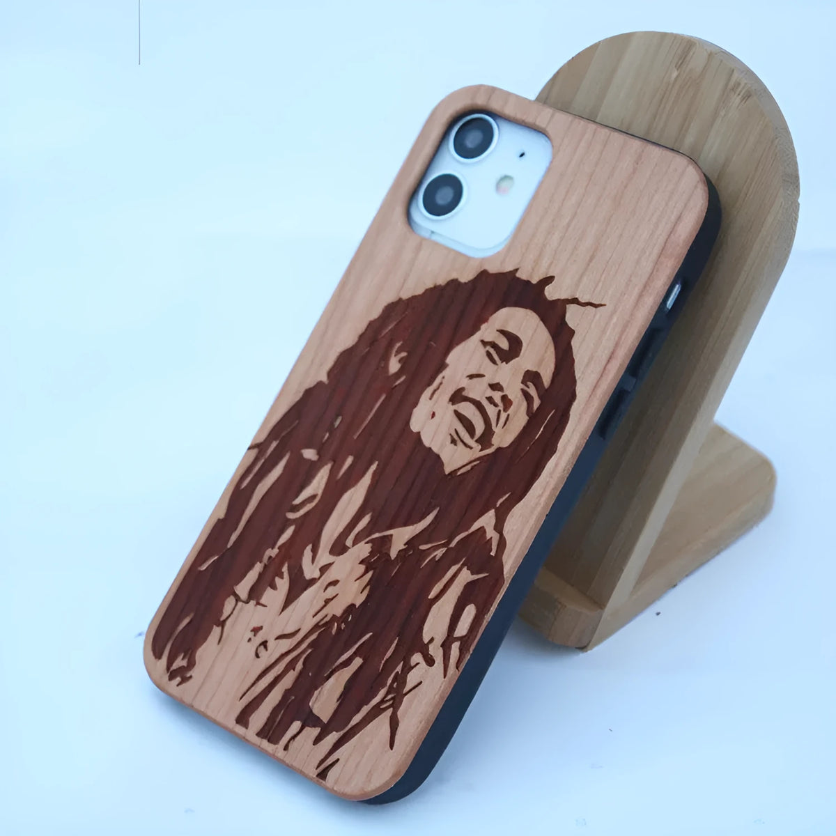 Wooden phone case with TPU and solid wood in elephant design for Apple and Samsung phones