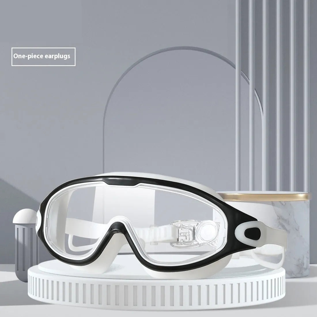 HD waterproof anti-fog plating swimming goggles with plain transparent large frame for adults