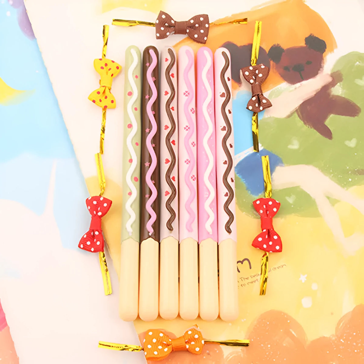 Plastic chocolate bar gel pen with 15cm body, 0.38mm tip, black erasable ink, random colour