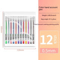 Box containing twelve coloured gel pens with 0.5mm fine tips for journal writing and organisation
