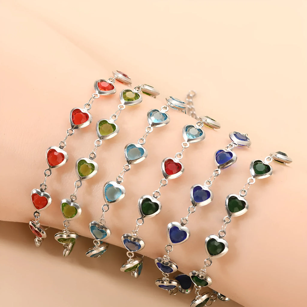 Devil's Eye geometric heart bracelet with colourful electroplated finish on stainless steel