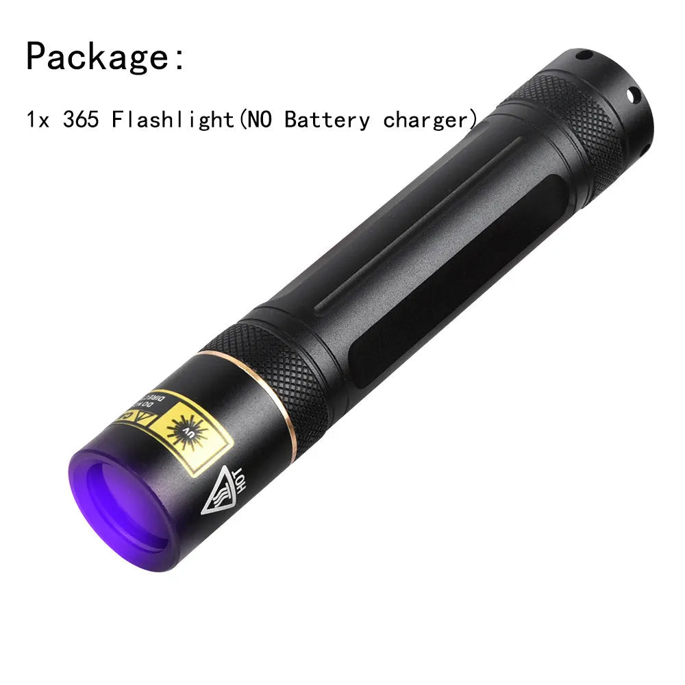 Y36 365nm UV flashlight with aluminium alloy body and 5W LED for fluorescence detection and anti-counterfeiting