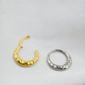 Titanium alloy concave-convex nose ring with carved texture in silver or gold finish
