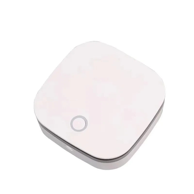White USB-powered negative ion air purifier for car interiors and small rooms.