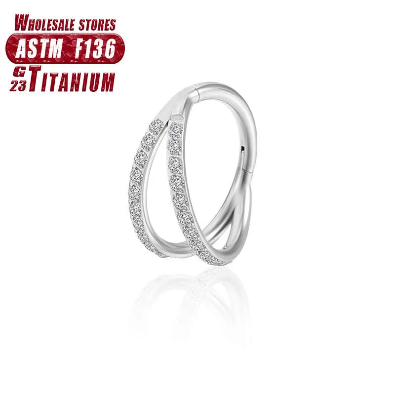 Titanium alloy fork nose ring in silver, gold, black, rose gold and colourful finishes.