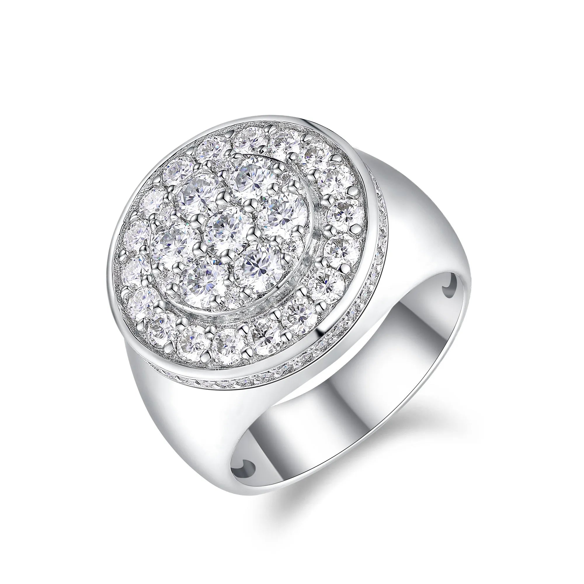 Crown Of Kings men's moissanite wedding ring set on S925 silver platinum-plated band in gift box